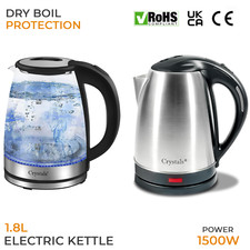 Electric Kettle Stainless Steel Cordless Jug 1.8L LED Overheat Protection