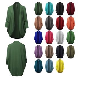 FashionOutfit-Women-039-s-Premium-3-4-Sleeve-Loose-Cocoon-Open-Front-Pocket-Cardigan