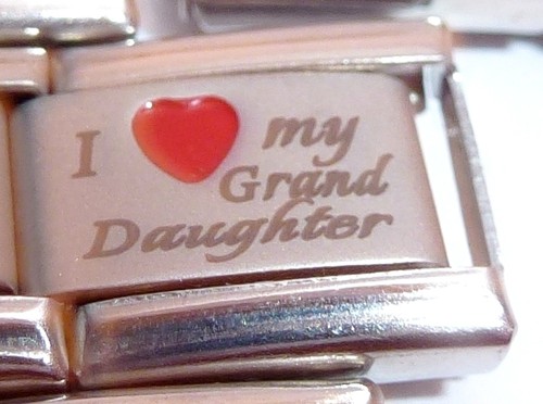I LOVE MY GRANDDAUGHTER Italian Charm 9mm Classic size N288 Red Heart Grandkids - Picture 5 of 10