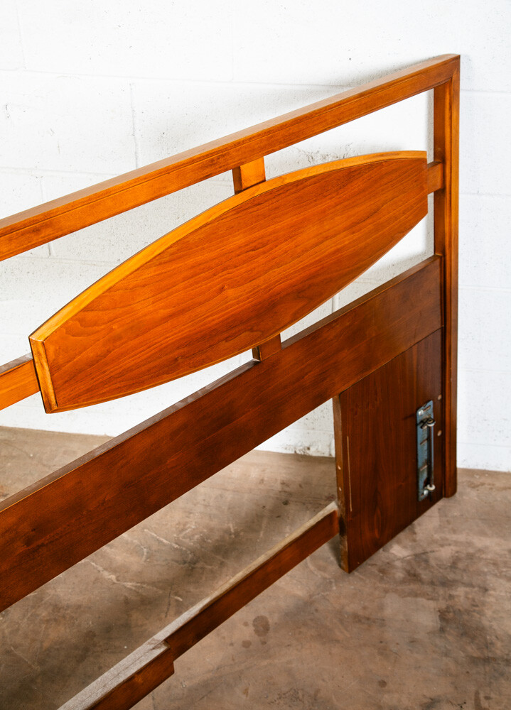 Mid Century Modern Headboard Bed Frame Cal King Vintage Walnut 80 in Lane Mcm