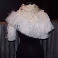 1960s Vtg Marvienne Vienna Wool Wedding Shawl/Glamour Wrap/Beads/Sequins/Fringe