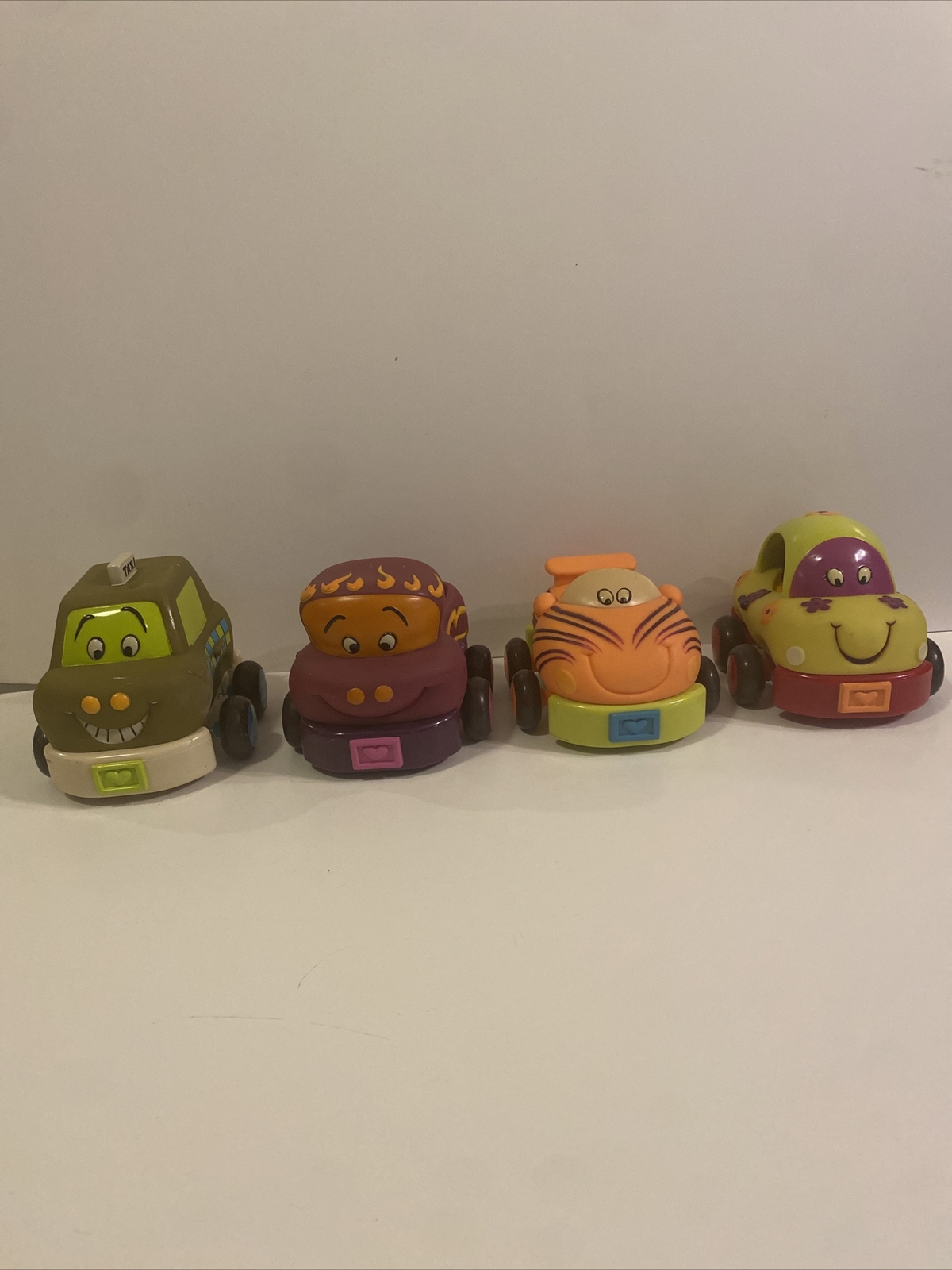 B Toys Battat Wheeee'ls! 4 Soft Toy Vehicles Pull Back Cars Trucks Just