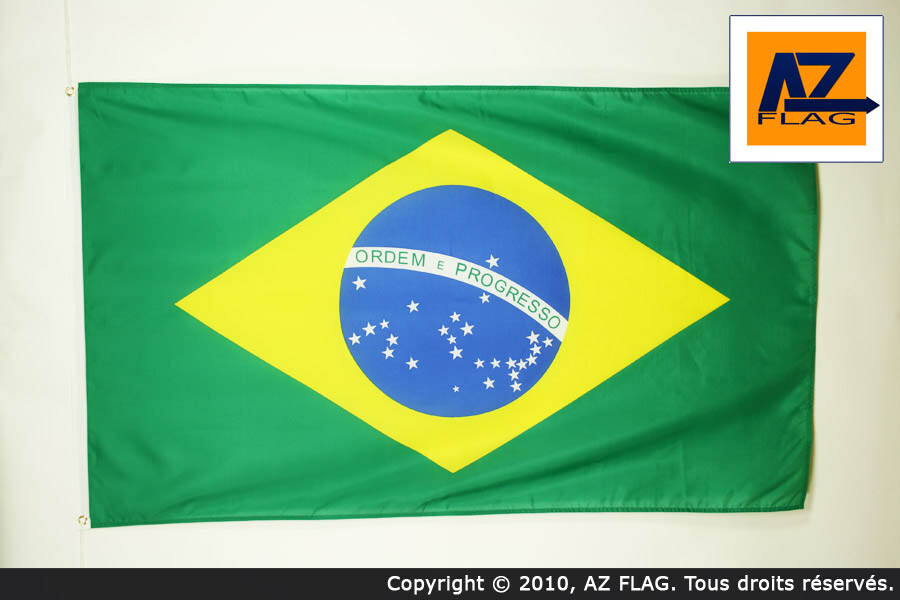 Drapeau brésilien 150 x 250 cm grand pavillon AZ FLAG pour mât extérieur