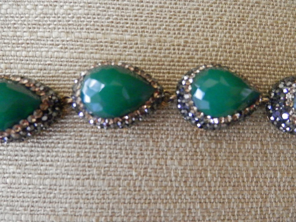 土耳其 925 金银翡翠手链 - 全新 — 第 2/2 张图片