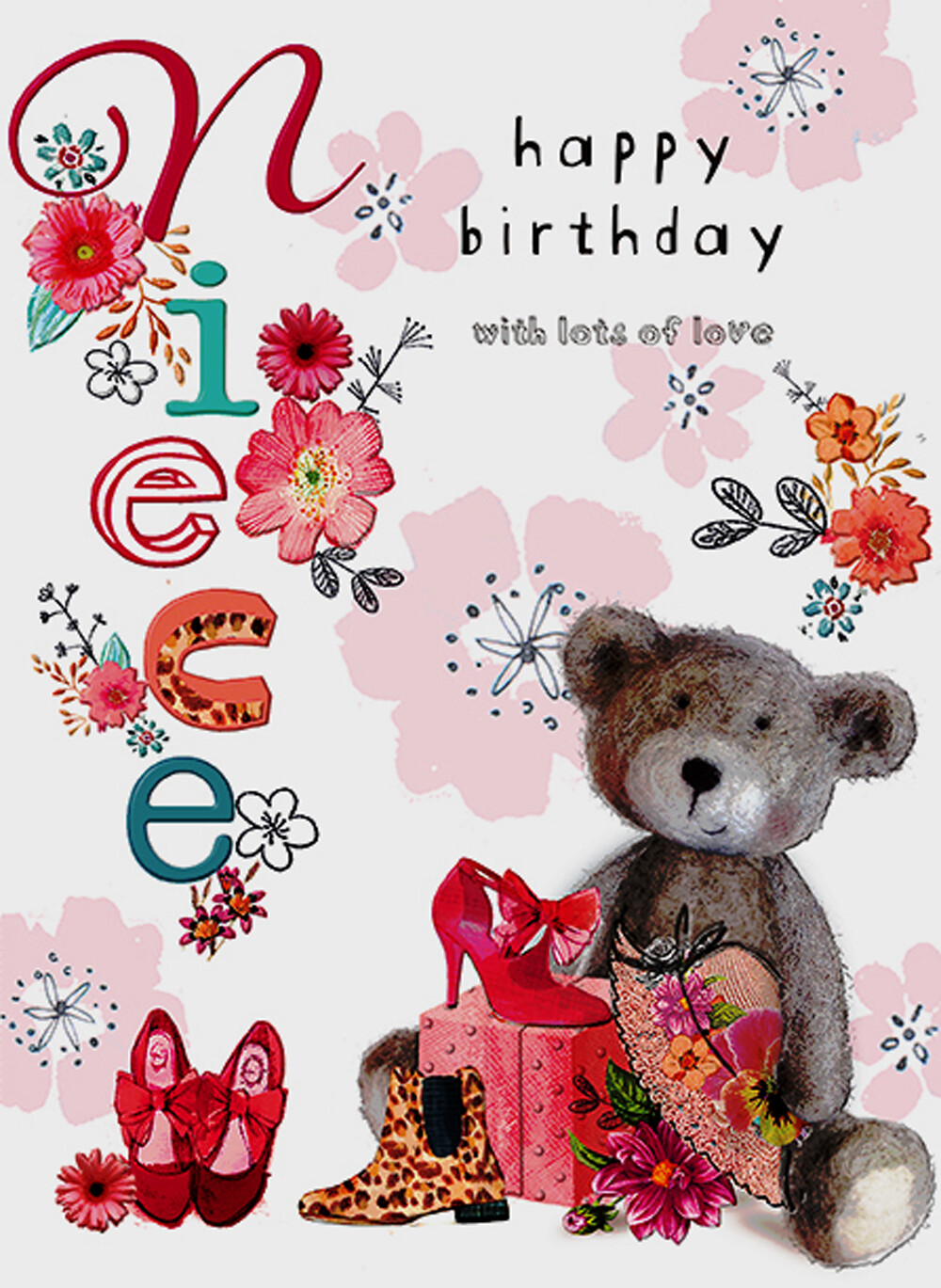 Niece Happy Birthday Greeting Card Teddy Bear By Words and Wishes