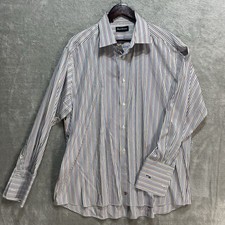 David Donahue Dress Shirt Men’s 17.5 34/35 Multi Color Long Sleeve French Cuff