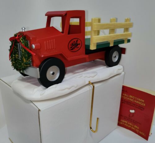 HALLMARK Hall Bros Red Farm Truck Christmas Stocking Hook Vtg Americana Country - Picture 1 of 14