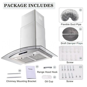30inch Panneau en verre de ventilation de la cuisine de hotte à montage mural 700CFM LED Lampe neuve