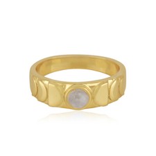 Yellow Gold Plated Moonstone Band Ring 925 Sterling Silver Engagement Rings