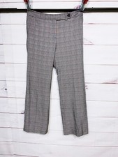 Liz Claiborne Womens Audra Pants Size 10 Black  Gray Plaid Flat Front Pockets
