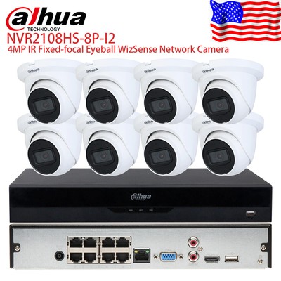 Dahua 8CH 8MP CCTV Camera System 8POE NVR 4MP IP Camera IPC-HDW2441TM-S Lot US
