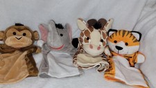 Melissa and Doug Hand Puppets Tiger, Giraffe, Zebra, Elephant Jungle Friends