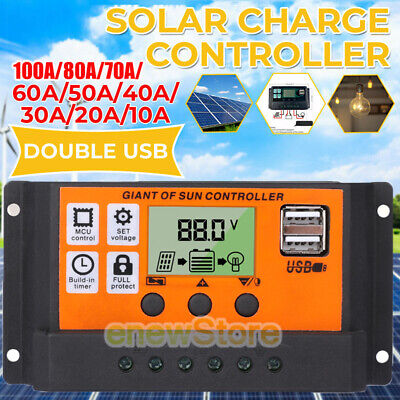 100A MPPT+PWM Solar Panel Regulator Charge Controller 12/24V Auto Focus Tracking 