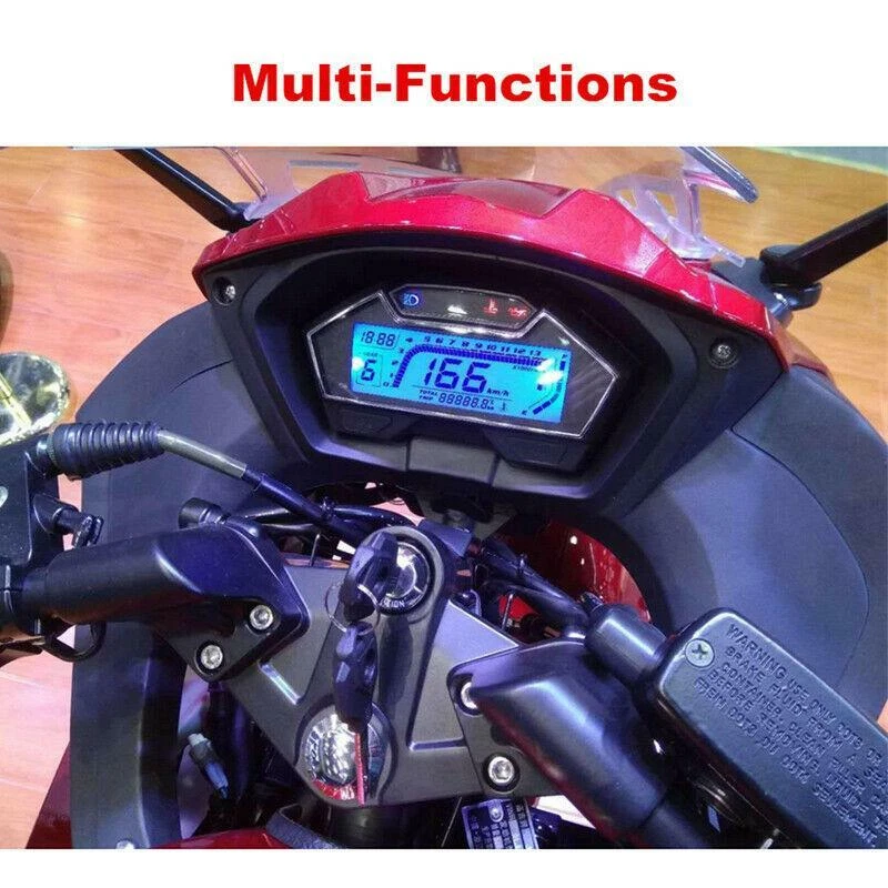 12V Universal LCD Motorcycle Speedometer Odometer RPM Speed Fuel Gauge Kph Mph - Image 4 of 4