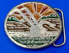 The Harvest Is Plentiful But The Workers Are Few Vintage Farming Belt Buckle