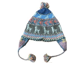 Peruvian handmade chullo - hat - rare -warm winter - natural wool knit