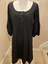 Nine West Black Dress Size Large W/ Bell Sleeves & Buttoned Front. NWT