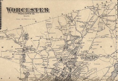 Worcester Cherry Valley Morningdale MA 1870 Map with Homeowners Names Shown - Picture 3 of 3