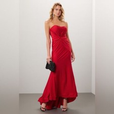 FAVIANA Red Strapless Evening Knot Front Mermaid Sweetheart Gown 8