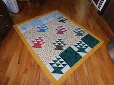 Handmade Flower Basket Quilt Hand Tie Hand PIeced