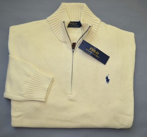 New XL POLO RALPH LAUREN Mens half zip Sweater cream ivory jumper Extra large RL | eBay