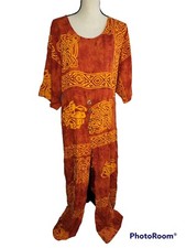 Vintage Ramin Aztec Mayan Maxi Dress Muu Muu One Size