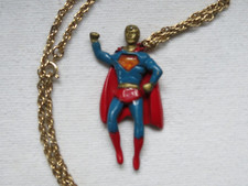 DC Comics 1978 Multicolor Enamel Superman Pendant 18" Goldtone Chain Necklace