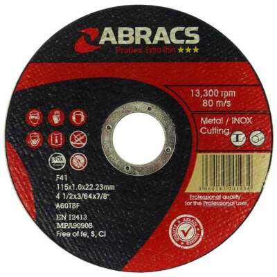 115 mm x 1 mm Abracs ProFlex extra dünne Trennscheiben Winkelschleifer x 100