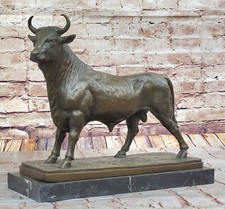 Bonheur`s Bronze Bull Statue – Decorative Taurus Animal Sculpture on Marble Sale