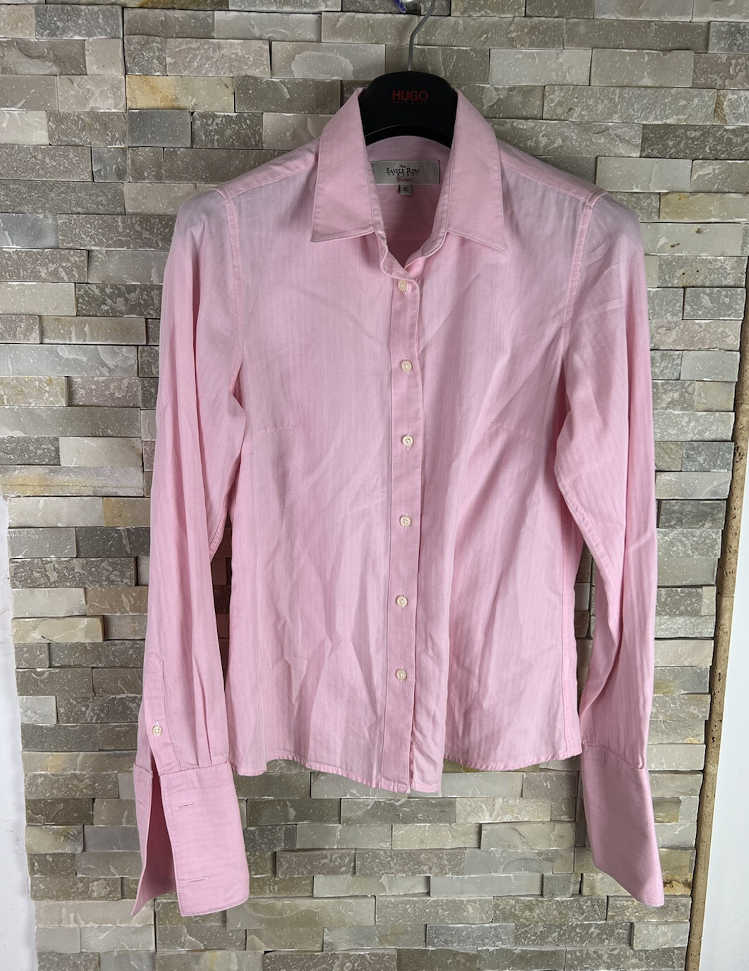 FILA Camicia blusa donna Savile Row taglia 12 rosa con gemelli