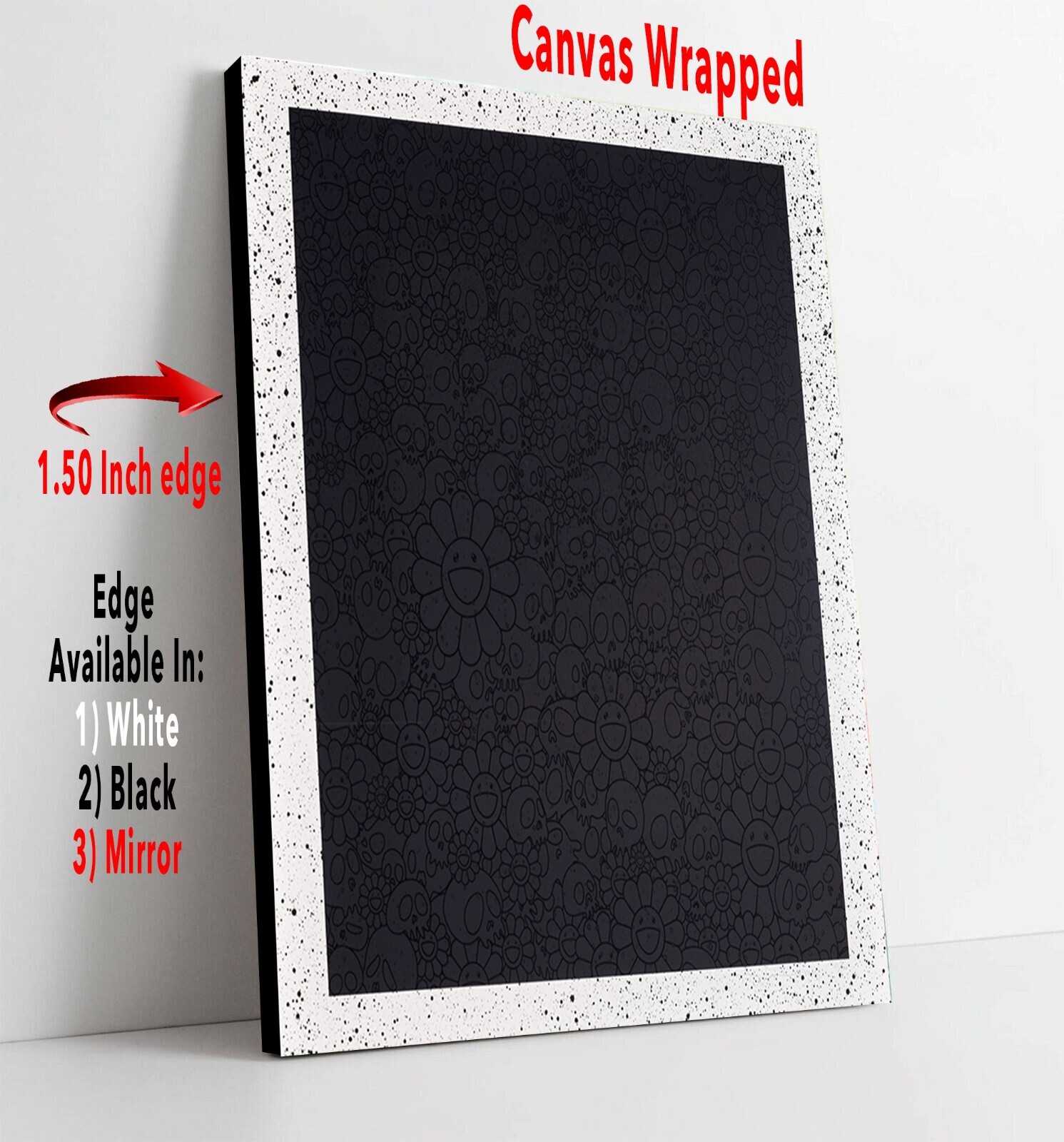 Impresión artística de flores negras Takashi Murakami | Lienzo montado | Lienzo enmarcado