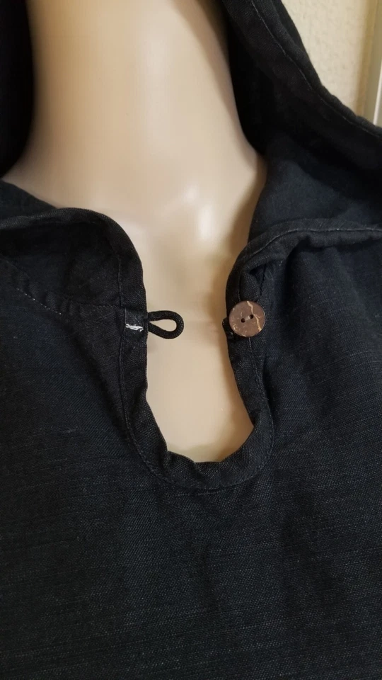 Tommy Bahamas PEQUEÑO XS Negro Cambios Vestido Estilo Lino Con Capucha Sin Mangas ¡Lindo! Foto 4 de 4