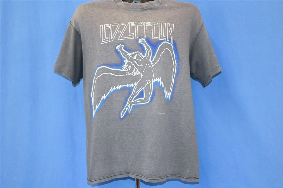 Camiseta De Colección Años 80 LED ZEPPELIN ICARUS CISNE CANCIÓN DISCOS ROCK DESTEÑIDO SUAVE GRANDE L Foto 2 de 4