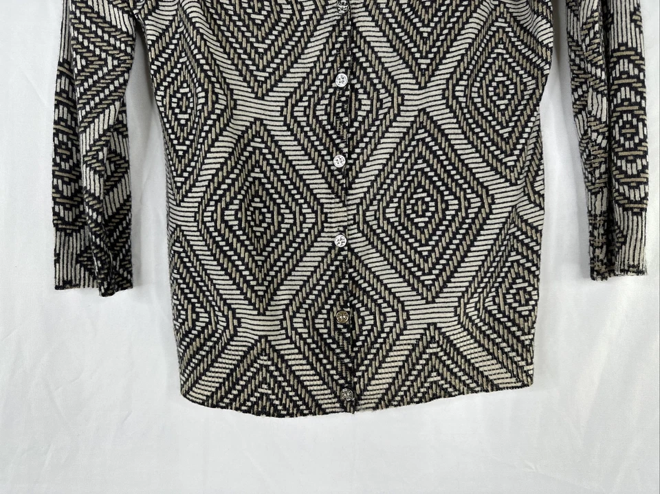 Cárdigan con botones de lana Tory Burch para mujer talla L geométrico manga 3/4 elástico Foto 4 de 4