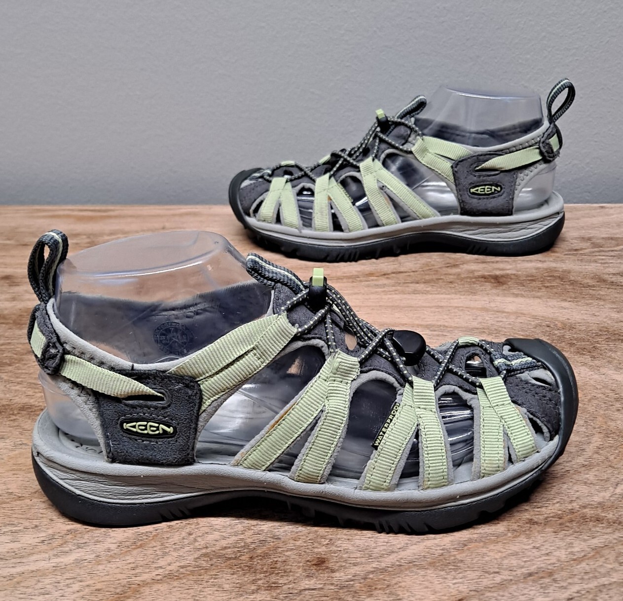 KEEN Whisper donna 7 verdi grigie scarpe da trekking impermeabili ottime condizioni