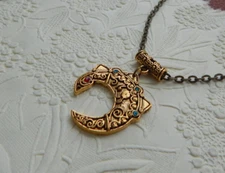 Moon Necklace Gold Pendant Jewelry Handmade Crescent Chain Fashion Women New