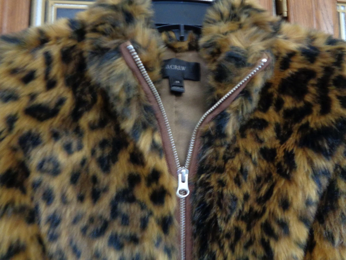 J crew faux fur leopard vest sale