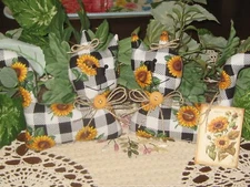 Sunflower Farmhouse 2 Window Cats Bowl Fillers Handmade Gift Wreath Accents