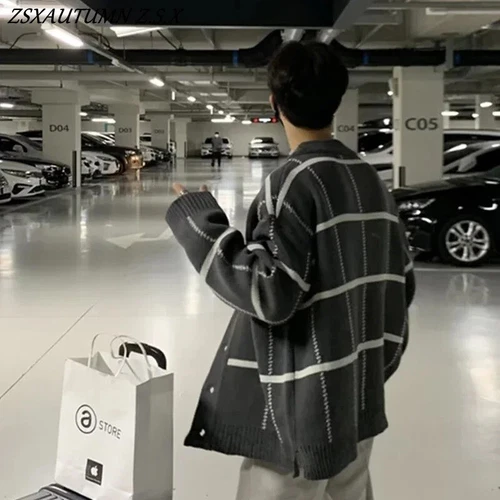 Retro Para Hombres Otoño Invierno Prendas de Punto Cárdigan Tejido Suéter Informal Ropa de Calle Prendas para el torso - Imagen 5 de 18