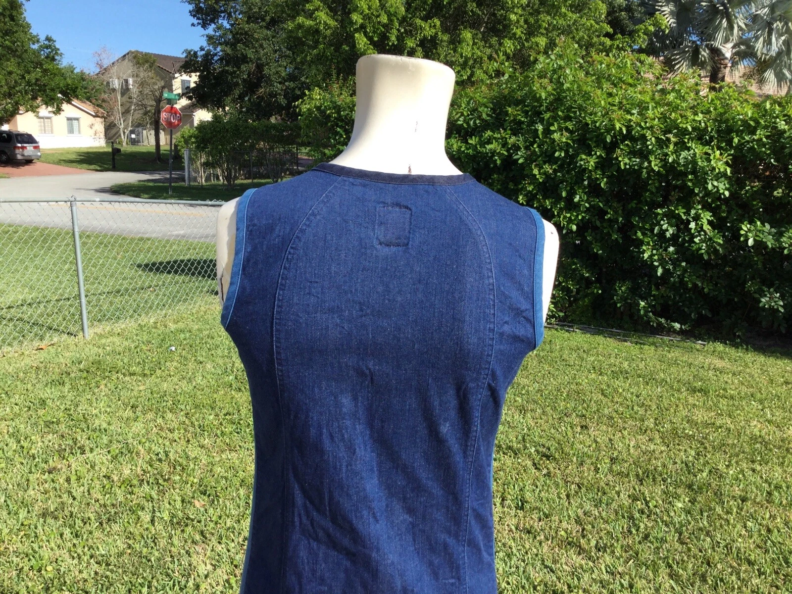 ABITO TORY BURCH MED WASH DENIM BLU ELASTICIZZATO SENZA MANICHE CERNIERA DAVANTI Tg XS