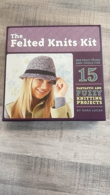 The Felted Knits Kit Sara Lucas Complete Craft Set Wool Needles Pattern Cards 