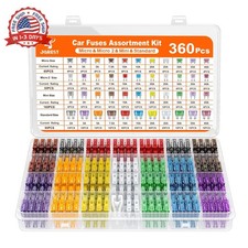 JOREST 360Pcs Car Fuse Assortment Kit, 160 Mini Blade Fuses Automotive 90 Stan