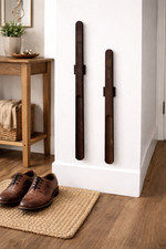 Magnetic Wall-Mount Shoe Horn   70cm Solid Wood   3M Adhesive   Brown