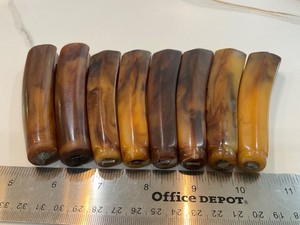 8—BEAUTIFULLY MARBLED BAKELITE THICK UTENSIL PIECES SEE PICTURES—-