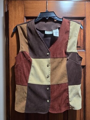 Vintage White Stag Patchwork Vest 70s Vibe Brown's Size Large