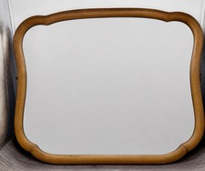 Vintage Beveled Xl Asymmetrical Wood Mirror - Mid Century Modern Scandi 32x26