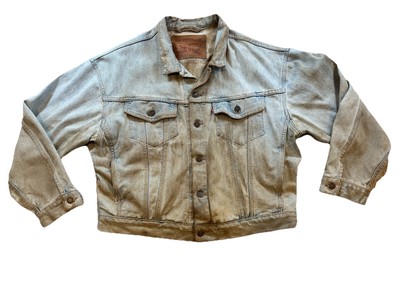 LEVI S Trucker FILTHY Denim Jean Jacket MENS Large 70598 4834 GRUNGE Dirty Trash