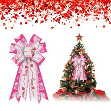 Large Valentine's Day Bows for Wreath Valentines Wreath Bows Pink White Burla...