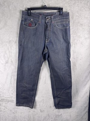 Eight 732 Jeans Mens 34x33 Blue Regular Fit Straight Embroidered Denim Pants