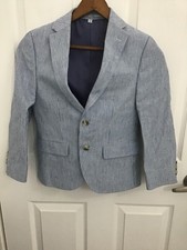 Class/Club Boy's Blue/White Striped Double Vented 2 Button Blazer 8 NWT